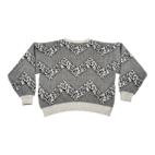 Vintage Giani Leone Sweater Adult 2XL Black White Acrylic Geometric Leather 80s