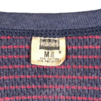 Vintage Hanes Shirt Adult SMALL Blue Red Striped Thermal Waffle Knit USA 70s