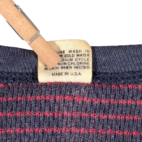 Vintage Hanes Shirt Adult SMALL Blue Red Striped Thermal Waffle Knit USA 70s