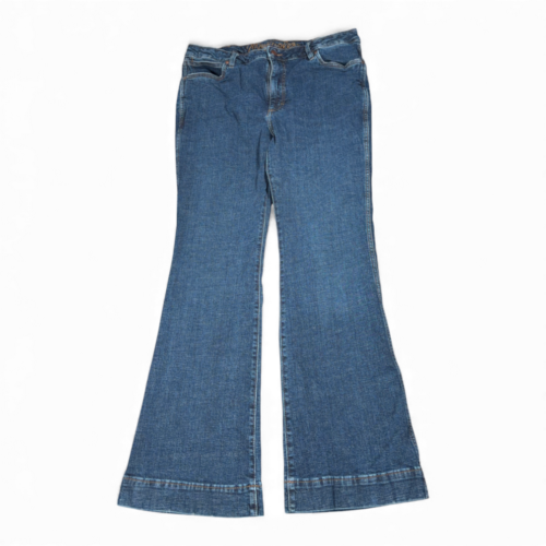 Wrangler Jeans Womens 33x33 Blue Dark Wash Flared Hemp Blend Stretch Cowgirl