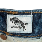 Wrangler Jeans Womens 33x33 Blue Dark Wash Flared Hemp Blend Stretch Cowgirl