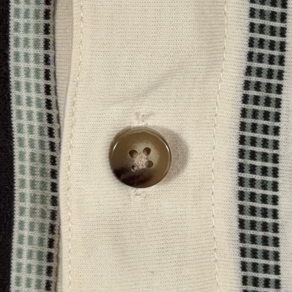 Vintage Tropical Palm Polo Shirt Adult LARGE White Black Green Striped 90s-6 Vintage Tropical Palm Polo Shirt Adult LARGE White Black Green Striped 90s