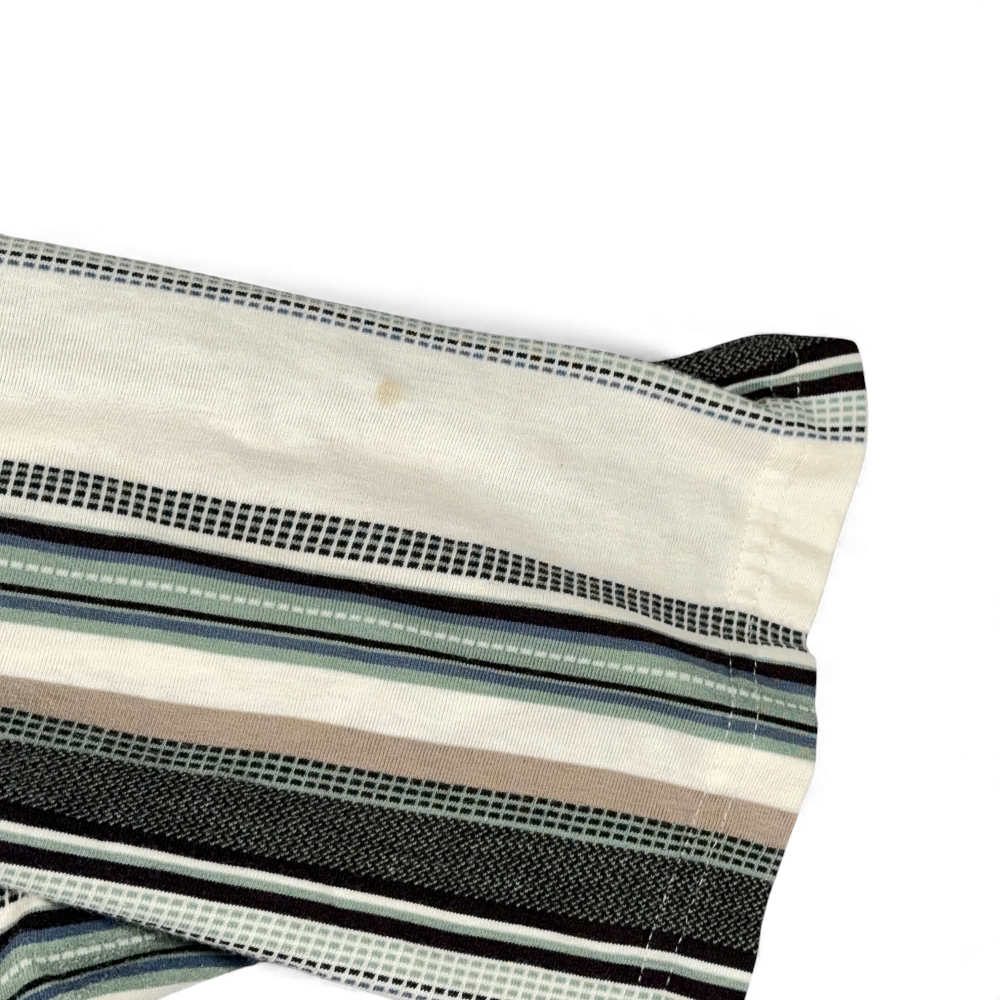 Vintage Tropical Palm Polo Shirt Adult LARGE White Black Green Striped 90s-7 Vintage Tropical Palm Polo Shirt Adult LARGE White Black Green Striped 90s