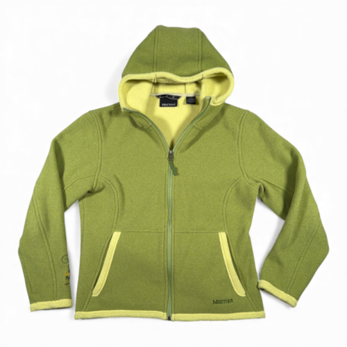 Marmot Sweater Womens MEDIUM Green Fleece Hoodie Outdoor Gorpcore Two Tone Zip