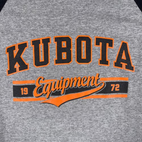 Kubota Shirt Adult EXTRA LARGE Gray Black Baseball Raglan Equipment Promo Y2K-2 Kubota Shirt Adult EXTRA LARGE Gray Black Baseball Raglan Equipment Promo Y2K