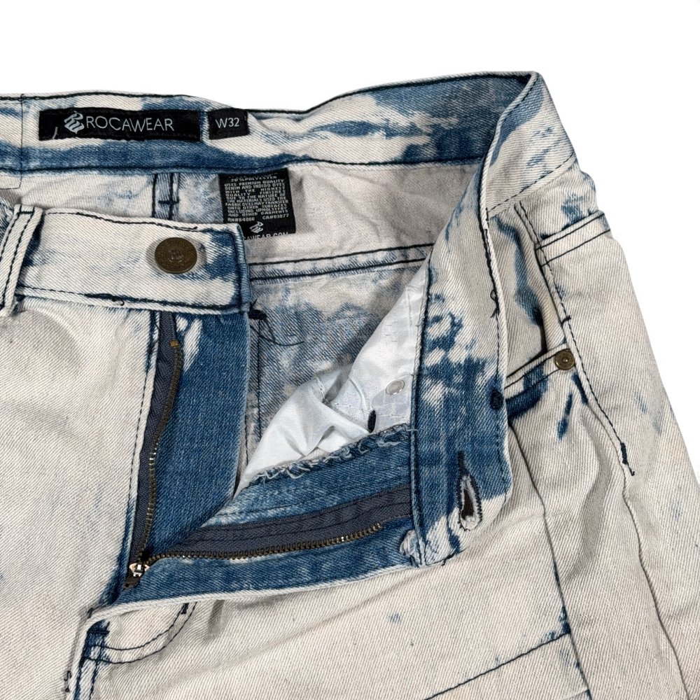 Vintage Rocawear Shorts Mens 32 Blue Denim Distressed Acid Wash Hip Hop Y2K-3 Vintage Rocawear Shorts Mens 32 Blue Denim Distressed Acid Wash Hip Hop Y2K