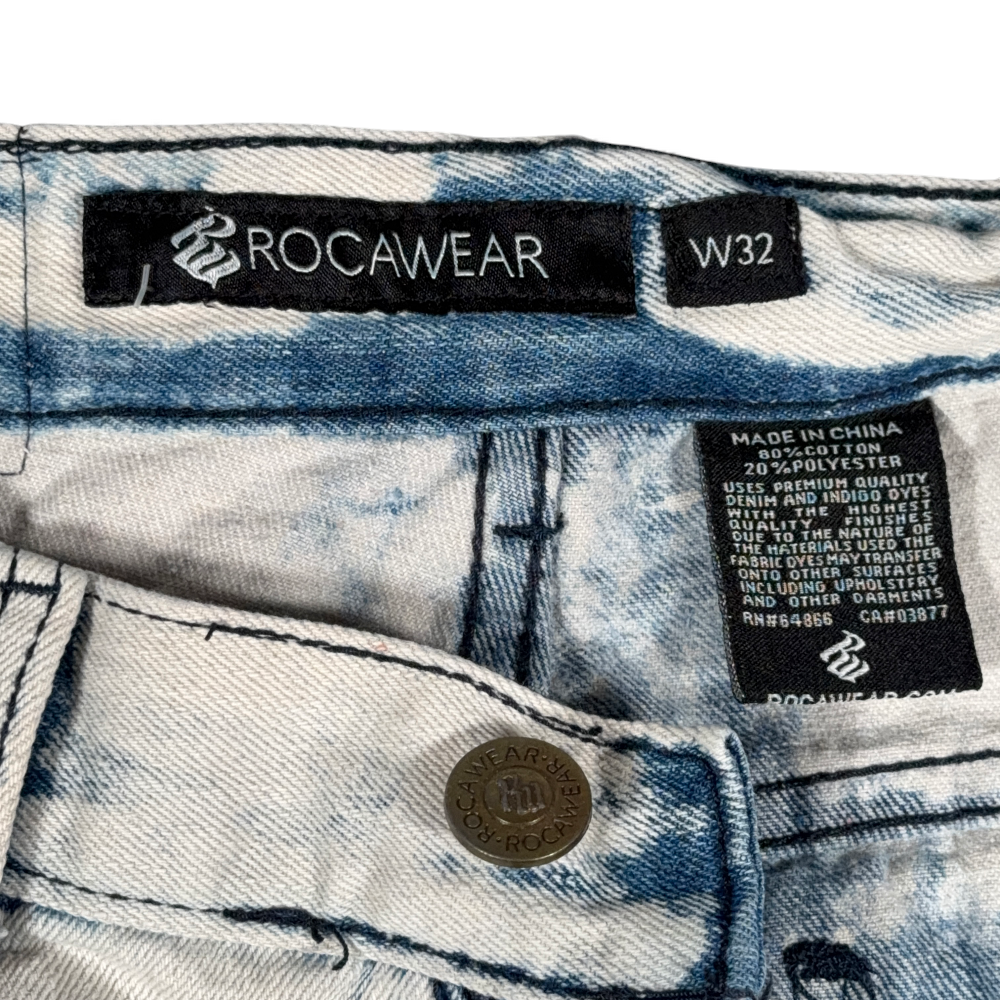 Vintage Rocawear Shorts Mens 32 Blue Denim Distressed Acid Wash Hip Hop Y2K-4 Vintage Rocawear Shorts Mens 32 Blue Denim Distressed Acid Wash Hip Hop Y2K