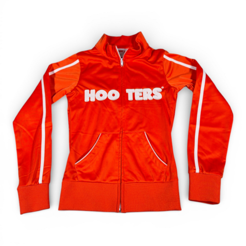 Hooters Jacket Womens EXTRA SMALL Orange White Trim Spell Out Full Zip Track