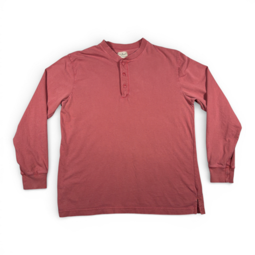 LL Bean Shirt Adult MEDIUM Red Henley Outdoor Heritage Gorpcore Y2K