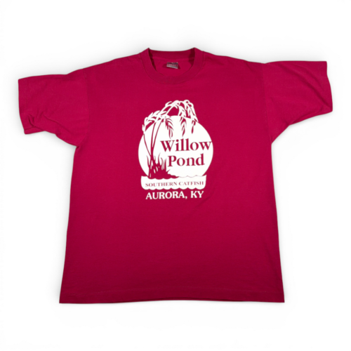Vintage Willow Pond Restaurant Shirt Adult LARGE Red Southern Catfish Kentucky 90s