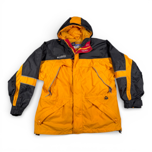 Columbia Jacket Adult LARGE Yellow Black Premier Series Parka Hooded Outdoor 90s