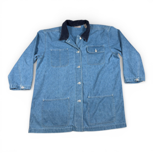 Vintage Marsh Landing Chore Coat Womens EXTRA LARGE Blue Denim Corduroy 90s