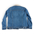 Old Navy Jacket Womens MEDIUM Blue Cotton Dark Wash Denim Jean Sherpa Lined