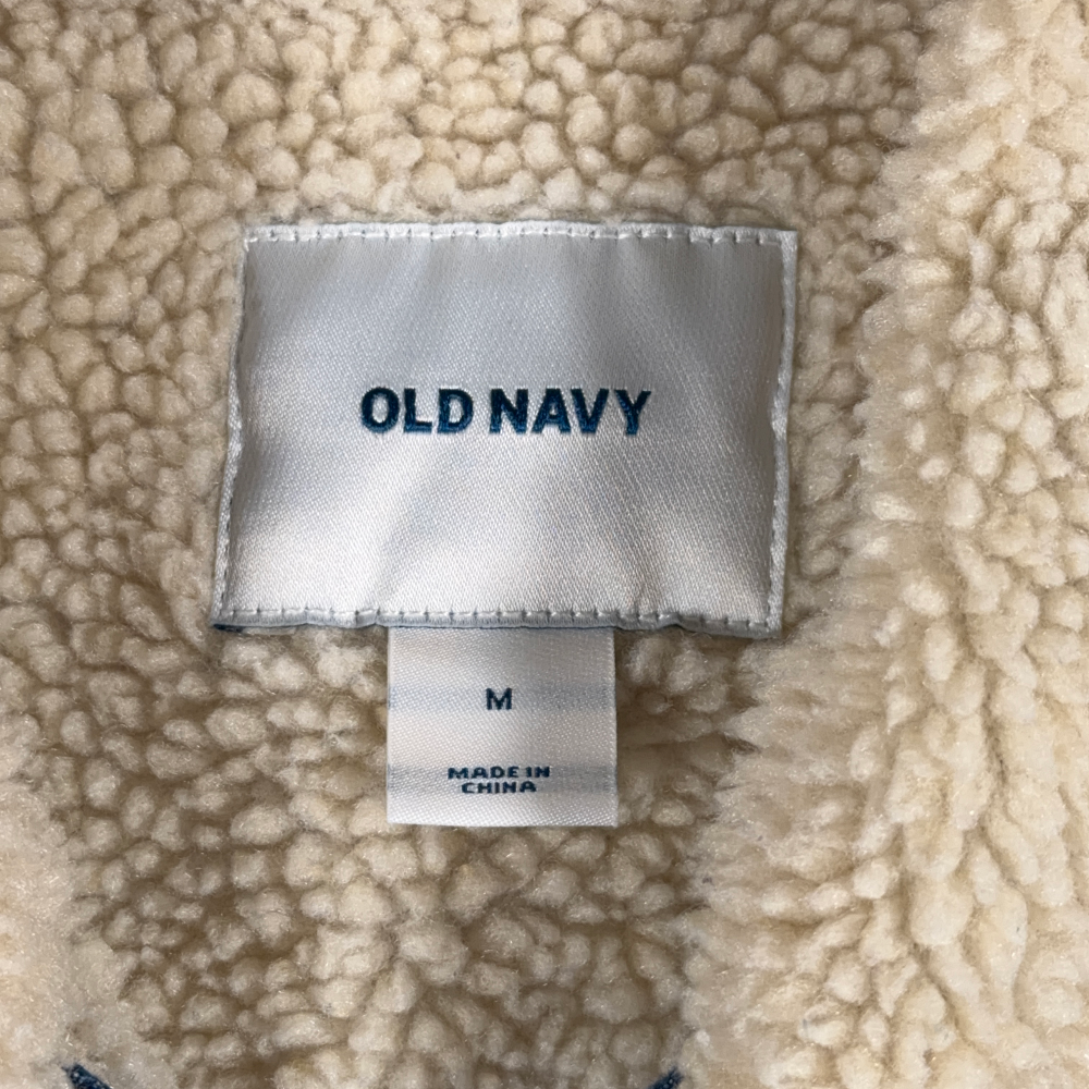 Old Navy Jacket Womens MEDIUM Blue Cotton Dark Wash Denim Jean Sherpa Lined-6 Old Navy Jacket Womens MEDIUM Blue Cotton Dark Wash Denim Jean Sherpa Lined