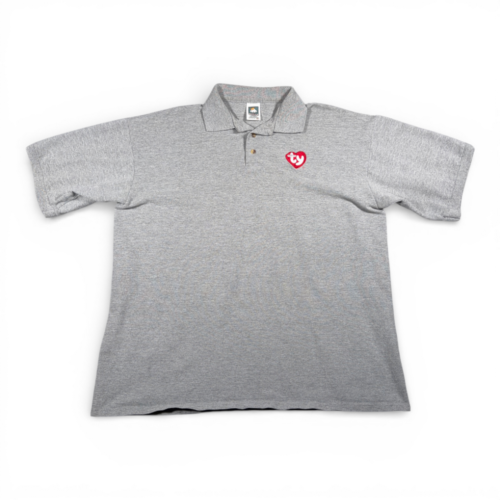 Vintage Ty Beanie Babies Polo Shirt Adult EXTRA LARGE Gray Toys Heart Logo 90s