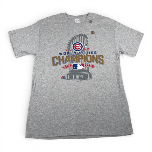 Chicago Cubs Shirt Adult LARGE Gray World Series Champions 2016 Deadstock MLB