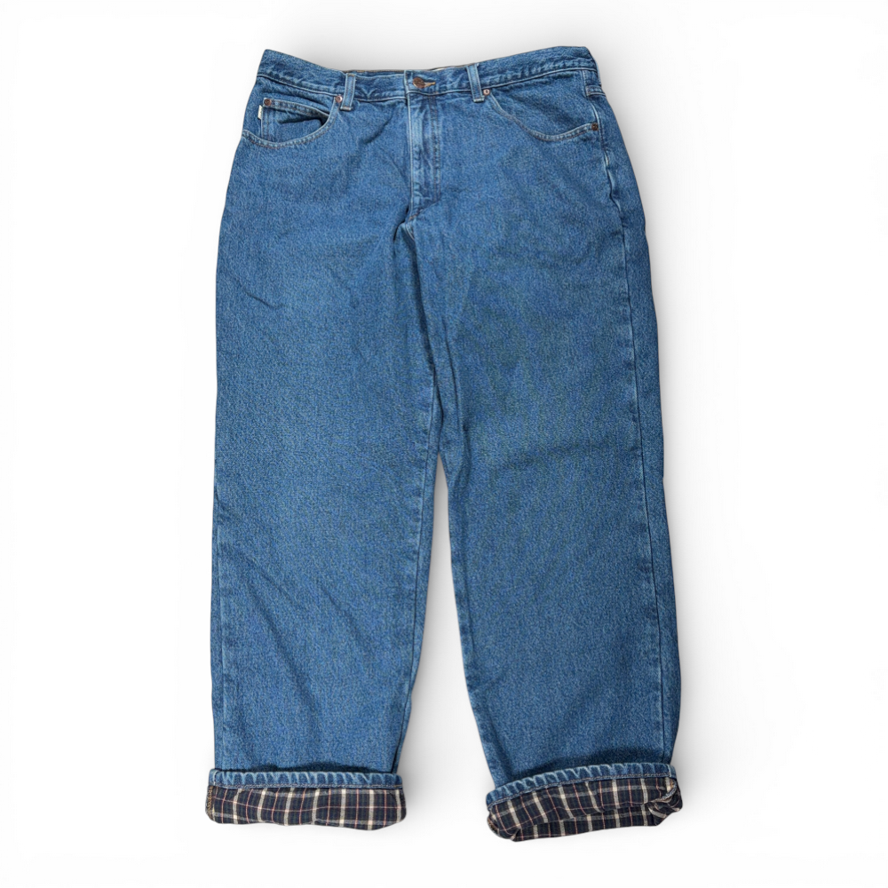 LL Bean Jeans Mens 36x29 Blue Plaid Flannel Lined Cotton Dark Denim 37x29 Tag-1 LL Bean Jeans Mens 36x29 Blue Plaid Flannel Lined Cotton Dark Denim 37x29 Tag