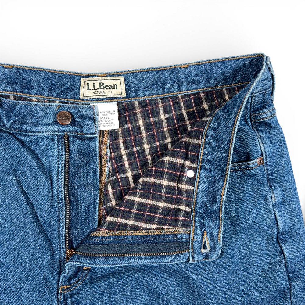 LL Bean Jeans Mens 36x29 Blue Plaid Flannel Lined Cotton Dark Denim 37x29 Tag-5 LL Bean Jeans Mens 36x29 Blue Plaid Flannel Lined Cotton Dark Denim 37x29 Tag