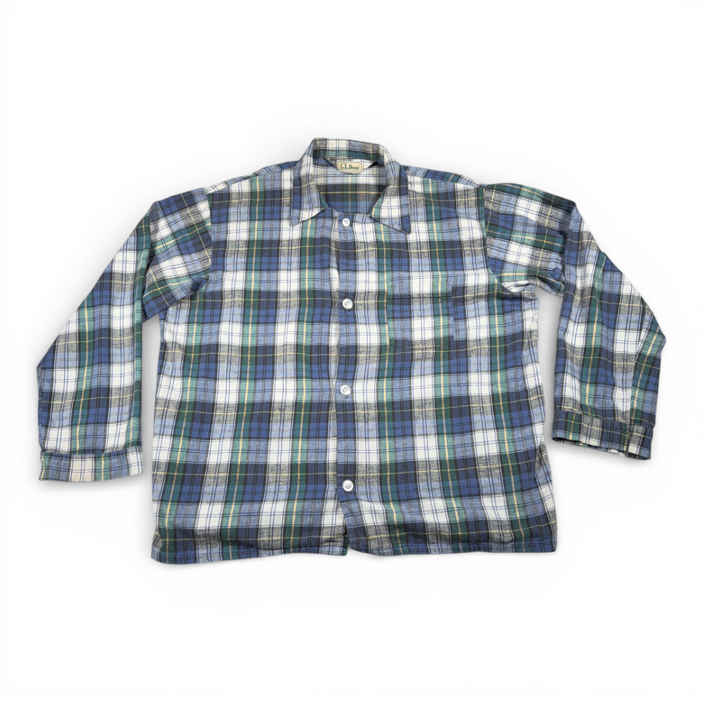 Vintage LL Bean Shirt Adult EXTRA LARGE Blue Plaid Flannel Pajama Sleepwear 70s-1 Vintage LL Bean Shirt Adult EXTRA LARGE Blue Plaid Flannel Pajama Sleepwear 70s