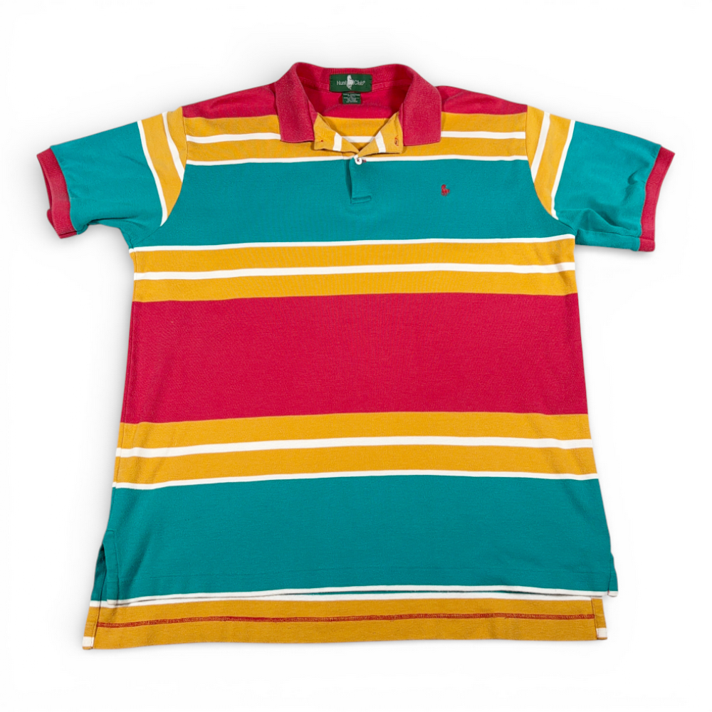 Vintage JC Penney Polo Shirt Adult LARGE Red Yellow Striped Hunt Club Preppy 90s-1 Vintage JC Penney Polo Shirt Adult LARGE Red Yellow Striped Hunt Club Preppy 90s