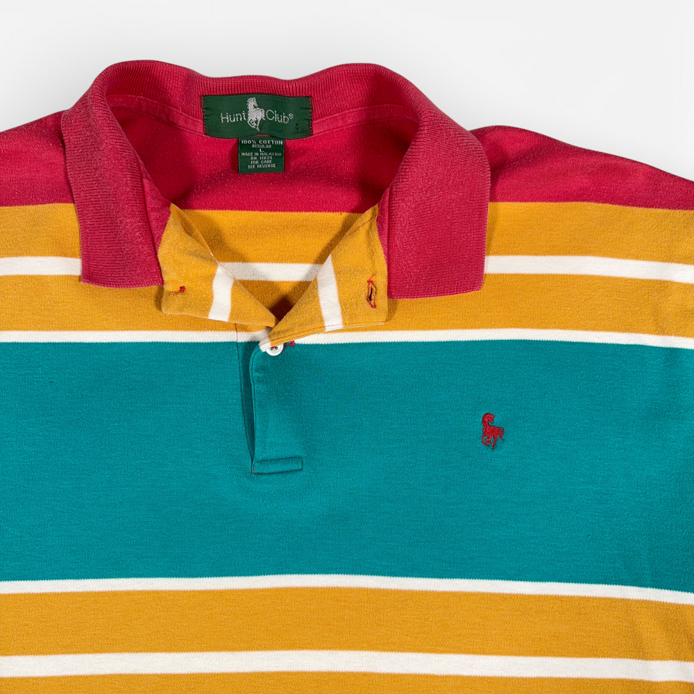 Vintage JC Penney Polo Shirt Adult LARGE Red Yellow Striped Hunt Club Preppy 90s-2 Vintage JC Penney Polo Shirt Adult LARGE Red Yellow Striped Hunt Club Preppy 90s