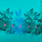 Vintage Hobie Shirt Adult LARGE Green Surfer Tropical Floral Leaf USA Made 90s