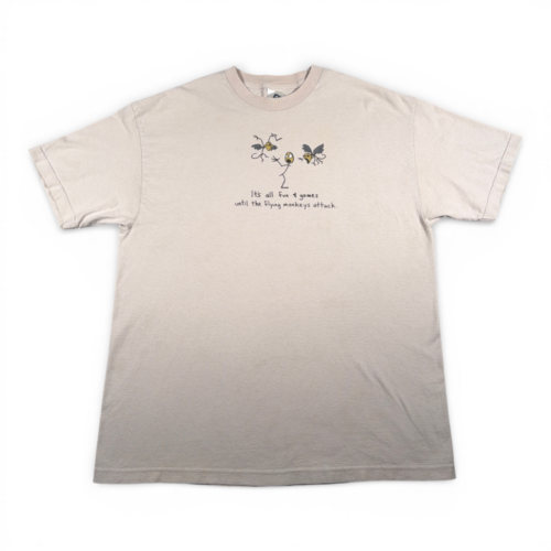 Vintage Flying Monkeys Shirt Adult EXTRA LARGE Gray Stick Figure Humor Y2K