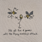 Vintage Flying Monkeys Shirt Adult EXTRA LARGE Gray Stick Figure Humor Y2K