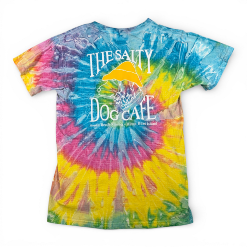 Vintage Salty Dog Cafe Shirt Adult LARGE Blue Tie Dye Hilton Head Island 90s