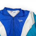 Vintage Reebok Jacket Adult EXTRA LARGE Blue White Windbreaker Colorblock 90s