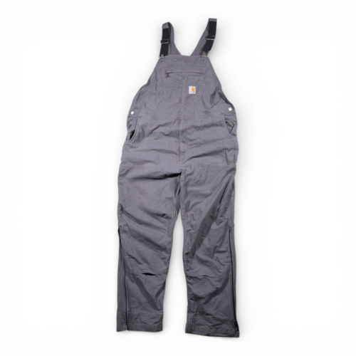 Carhartt Overalls Mens 44x32 Gray Canvas Bib Relaxed Rugged Flex Duck Workwear