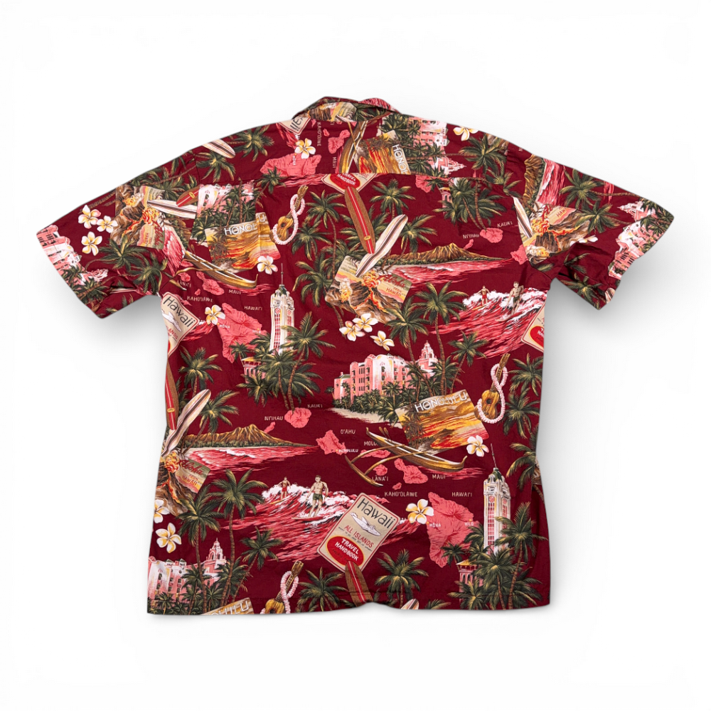 Vintage Hawaiian Shirt Adult LARGE Red Honolulu Surfer Hibiscus Hawaii USA 80s-3 Vintage Hawaiian Shirt Adult LARGE Red Honolulu Surfer Hibiscus Hawaii USA 80s