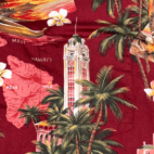 Vintage Hawaiian Shirt Adult LARGE Red Honolulu Surfer Hibiscus Hawaii USA 80s