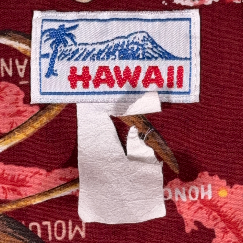 Vintage Hawaiian Shirt Adult LARGE Red Honolulu Surfer Hibiscus Hawaii USA 80s-6 Vintage Hawaiian Shirt Adult LARGE Red Honolulu Surfer Hibiscus Hawaii USA 80s