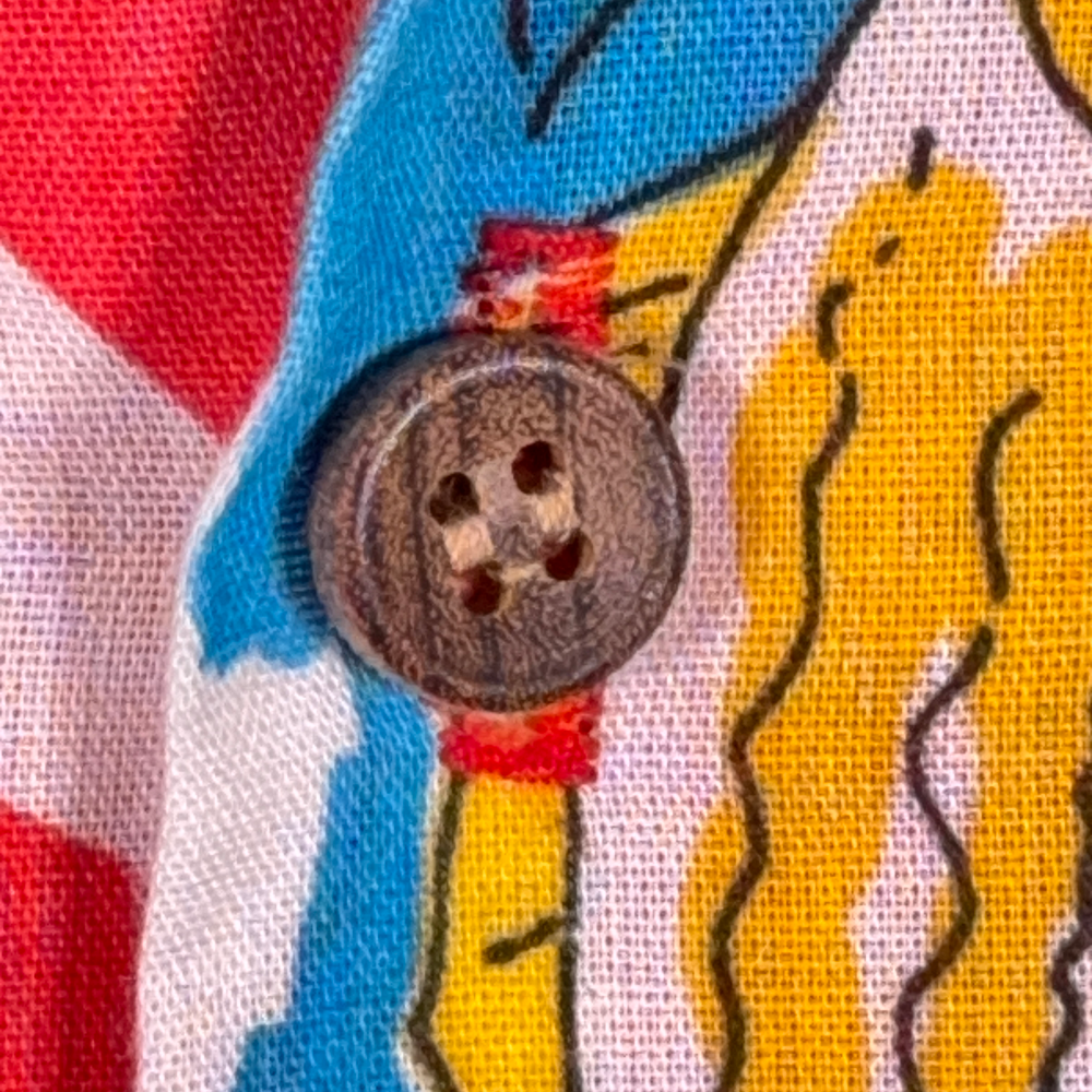 Vintage Hawaiian Shirt Adult LARGE Red Fish Sailboats Palms Abstract Camp 80s-4 Vintage Hawaiian Shirt Adult LARGE Red Fish Sailboats Palms Abstract Camp 80s