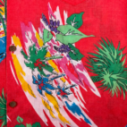 Vintage Hawaiian Shirt Adult LARGE Red Fish Sailboats Palms Abstract Camp 80s