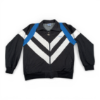 Vintage Spalding Track Jacket Adult LARGE Black White Colorblock Chevron 90s