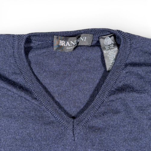 Vintage Brandini Sweater Vest Adult LARGE Blue Merino Wool Italy Preppy Y2K-2 Vintage Brandini Sweater Vest Adult LARGE Blue Merino Wool Italy Preppy Y2K
