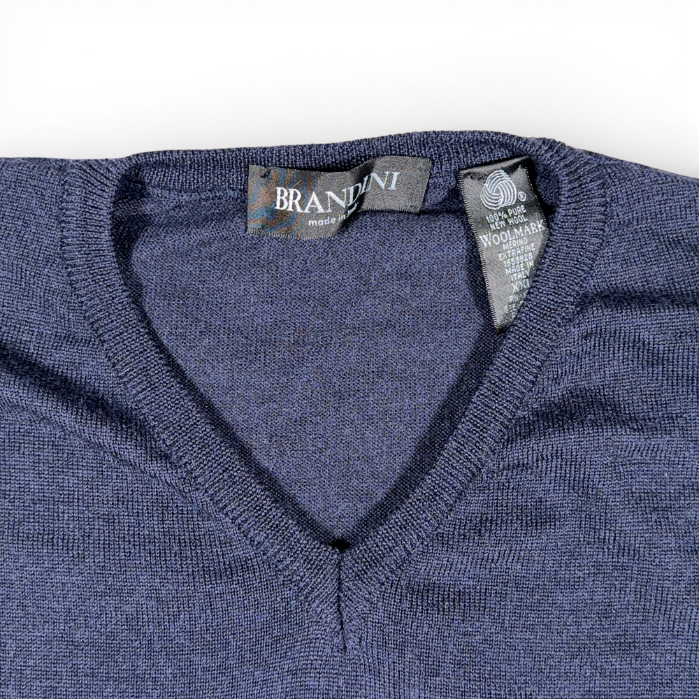 Vintage Brandini Sweater Vest Adult LARGE Blue Merino Wool Italy Preppy Y2K-2 Vintage Brandini Sweater Vest Adult LARGE Blue Merino Wool Italy Preppy Y2K