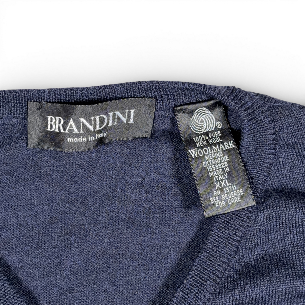 Vintage Brandini Sweater Vest Adult LARGE Blue Merino Wool Italy Preppy Y2K-4 Vintage Brandini Sweater Vest Adult LARGE Blue Merino Wool Italy Preppy Y2K