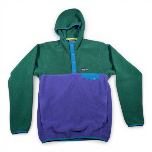 Patagonia Synchilla Sweater Mens SMALL Green Colorblock Hoodie Fleece Pullover