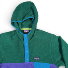 Patagonia Synchilla Sweater Mens SMALL Green Colorblock Hoodie Fleece Pullover