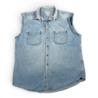 Carhartt Shirt Adult LARGE Blue Denim Sleeveless Vest Distressed Workwear Y2K