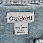 Carhartt Shirt Adult LARGE Blue Denim Sleeveless Vest Distressed Workwear Y2K