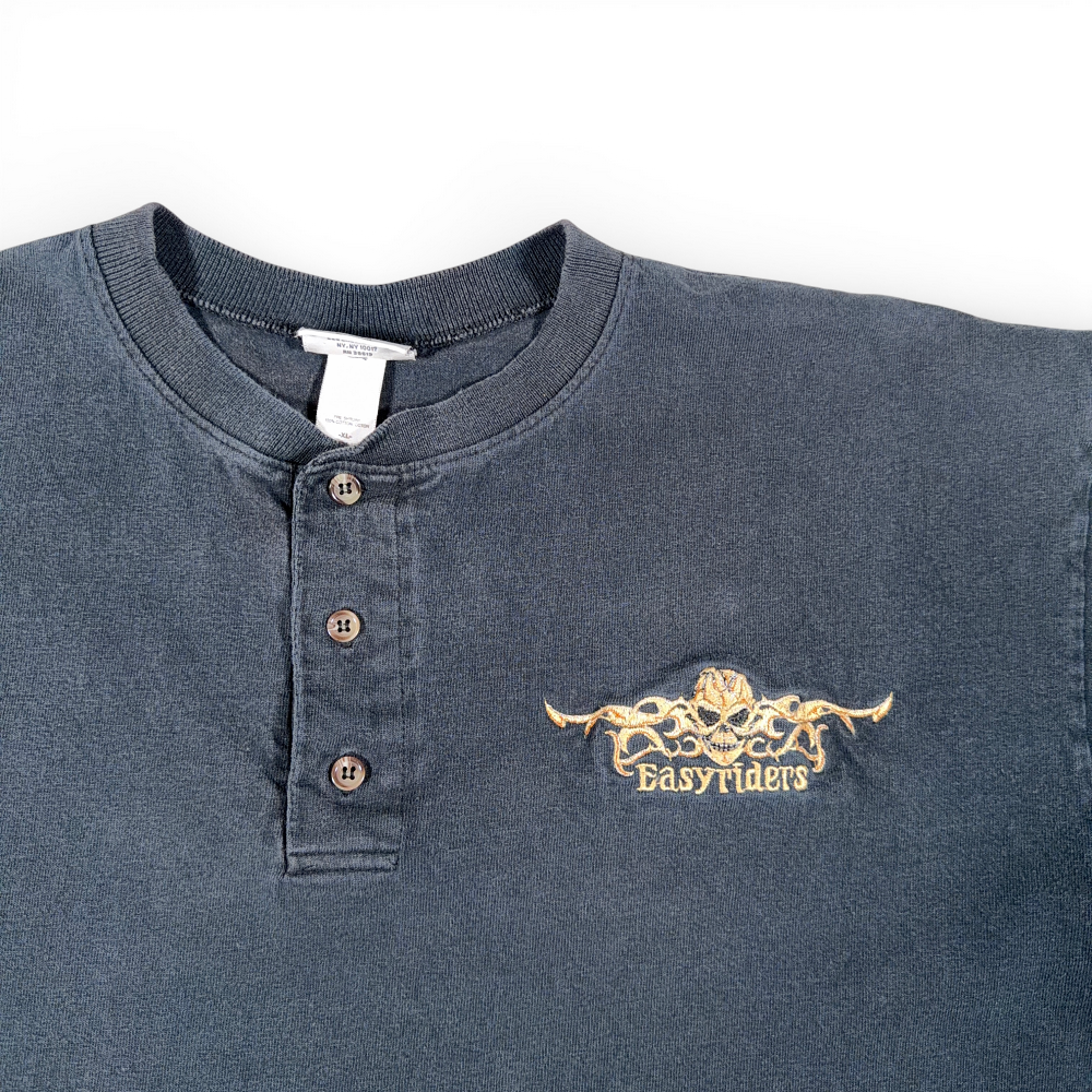 Vintage Easyriders Shirt Adult EXTRA LARGE Black Henley Biker Motorcycle 90s-2 Vintage Easyriders Shirt Adult EXTRA LARGE Black Henley Biker Motorcycle 90s