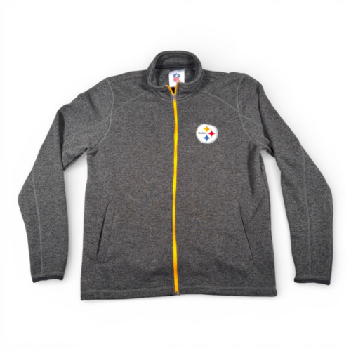 Pittsburgh Steelers Jacket Adult LARGE Gray Zip Football NFL Patch Logo Sports