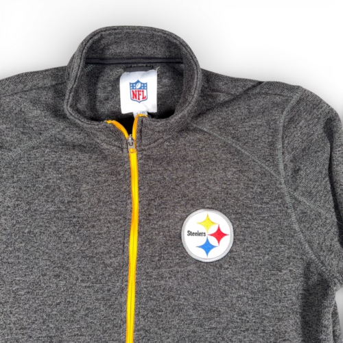 Pittsburgh Steelers Jacket Adult LARGE Gray Zip Football NFL Patch Logo Sports-2 Pittsburgh Steelers Jacket Adult LARGE Gray Zip Football NFL Patch Logo Sports