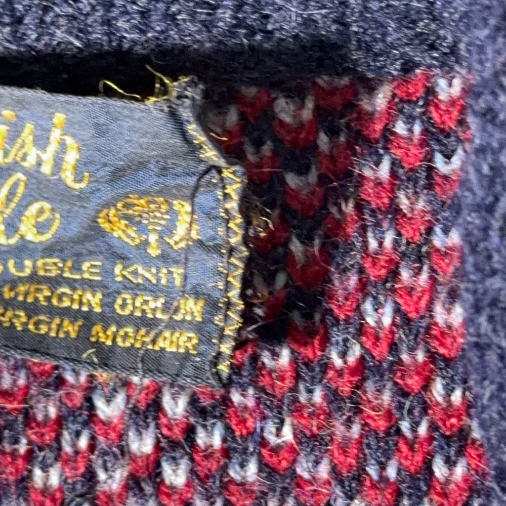 Vintage Scottish Isle Sweater Adult MEDIUM Blue Cardigan Mohair Kurt Cobain 60s-5 Vintage Scottish Isle Sweater Adult MEDIUM Blue Cardigan Mohair Kurt Cobain 60s