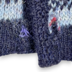 Vintage Scottish Isle Sweater Adult MEDIUM Blue Cardigan Mohair Kurt Cobain 60s