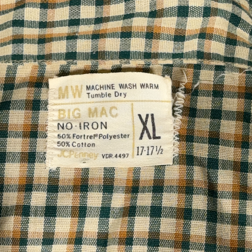 Vintage Big Mac Shirt Adult EXTRA LARGE Green Gingham USA Cotton 70s-4 Vintage Big Mac Shirt Adult EXTRA LARGE Green Gingham USA Cotton 70s